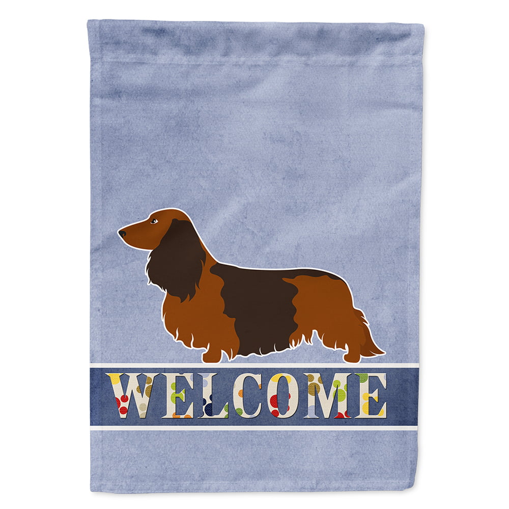 Longhaired Dachshund Welcome Flag Canvas House Size