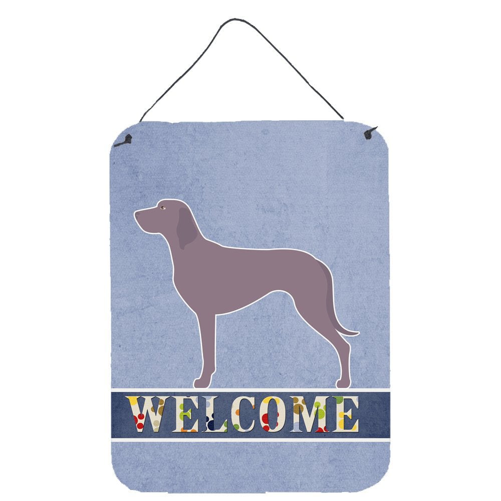 Weimaraner Welcome Wall or Door Hanging Prints - Multi - 12 x 16 in.