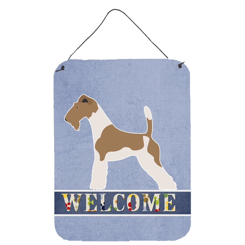 Wire Fox Terrier Welcome Wall or Door Hanging Prints - Multi - 12 x 16 in.