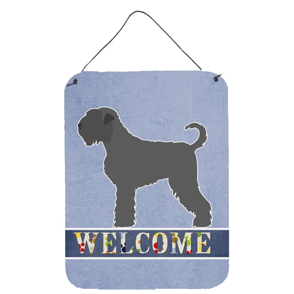 Black Russian Terrier Welcome Wall or Door Hanging Prints - Multi - 12 x 16 in.
