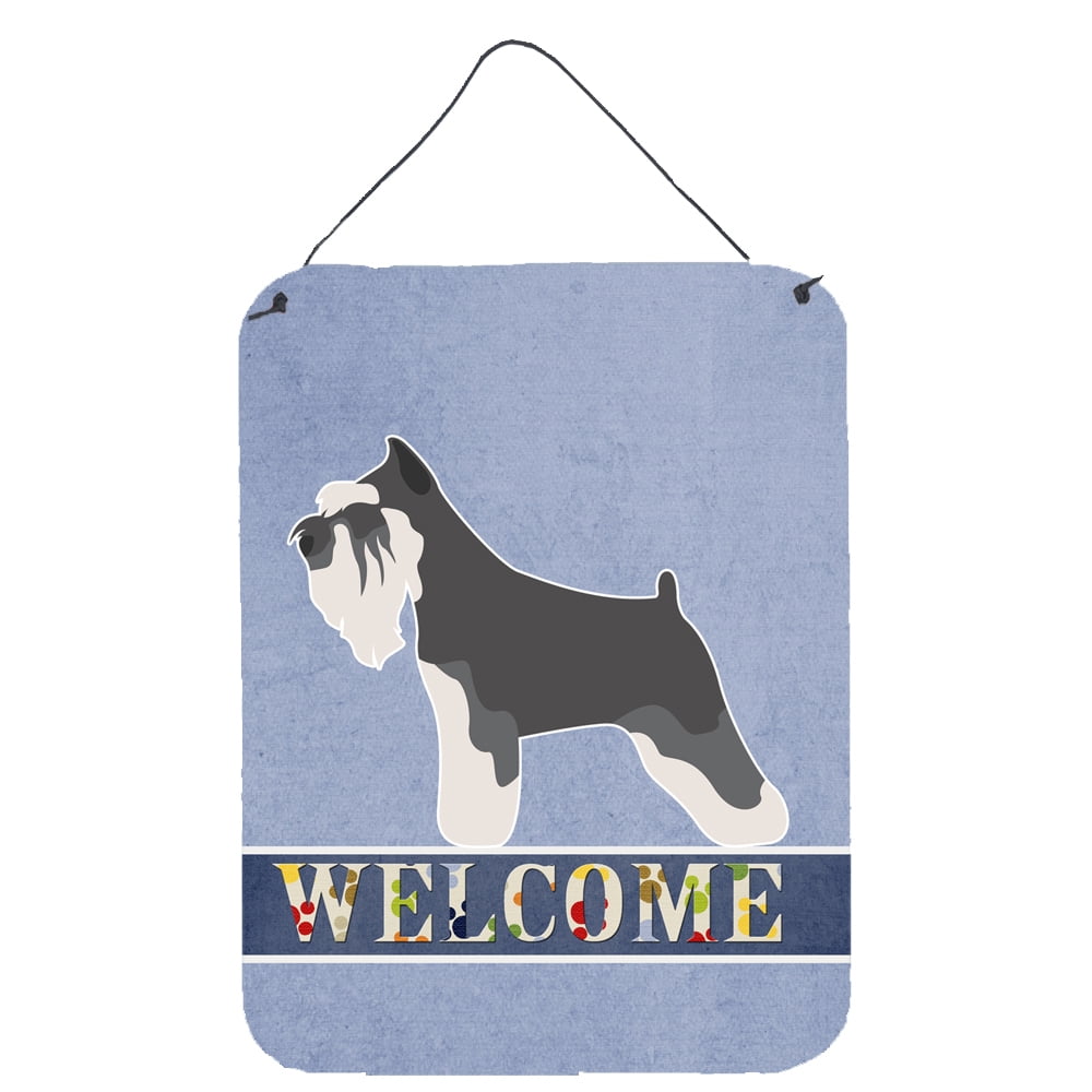 Miniature Schnauzer Welcome Wall or Door Hanging Prints - Multi - 12 x 16 in.