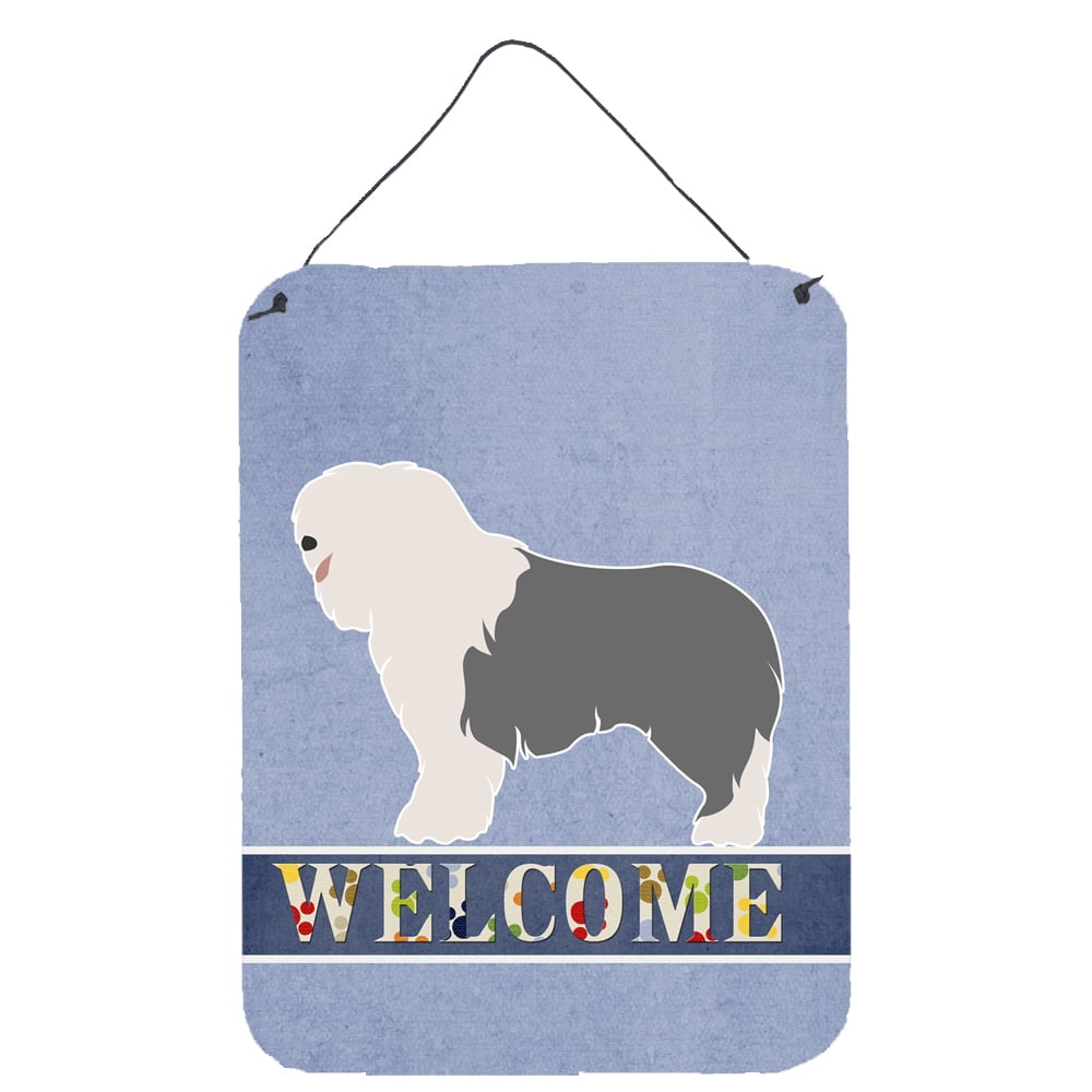BB8304DS1216 Old English Sheepdog Welcome Wall or Door Hanging Prints