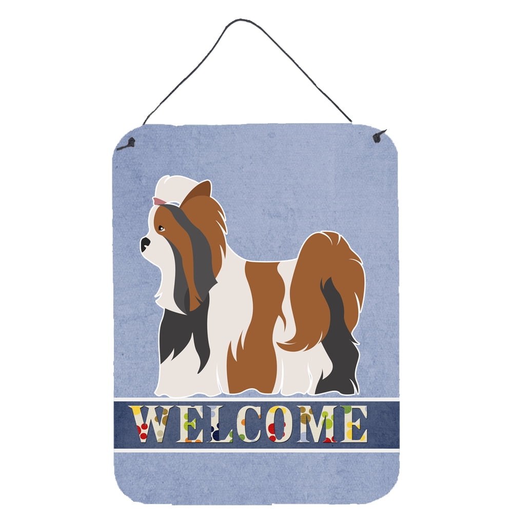 Biewer Terrier Welcome Wall or Door Hanging Prints - Multi - 12 x 16 in.