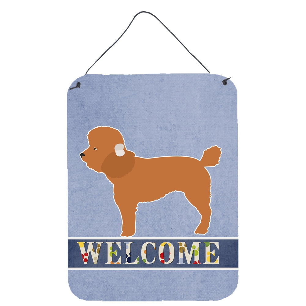 Toy Poodle Welcome Wall or Door Hanging Prints - Multi - 12 x 16 in.