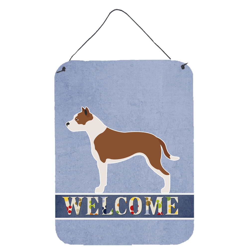 Pit Bull Terrier Welcome Wall or Door Hanging Prints - Multi - 12 x 16 in.