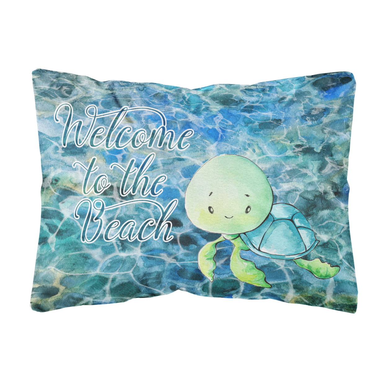 Sea Turtle Welcome Canvas Fabric Decorative Pillow - Multi-Colored