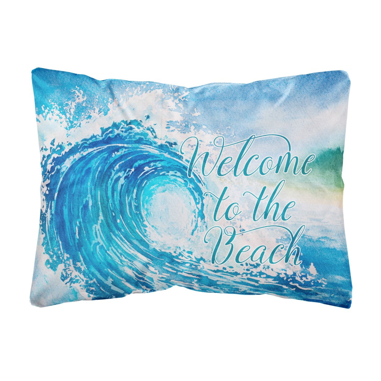 Wave Welcome Canvas Fabric Decorative Pillow - Multi-Colored