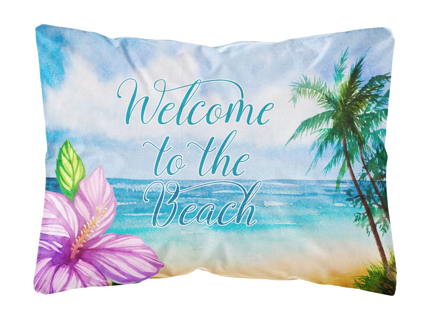 Beach Scene Welcome Canvas Fabric Decorative Pillow