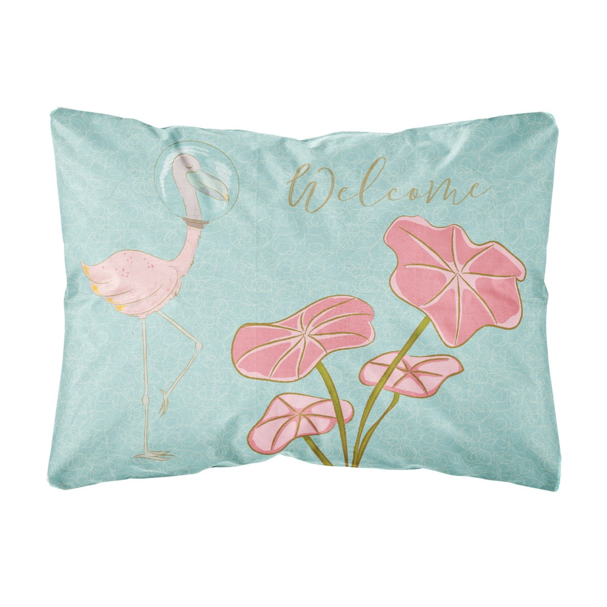 BB8532PW1216 Flamingo Welcome Canvas Fabric Decorative Pillow