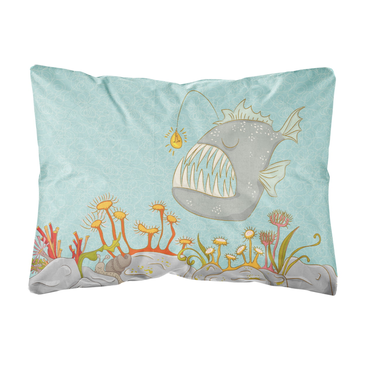 BB8536PW1216 Frog Fish Scene Canvas Fabric Decorative Pillow