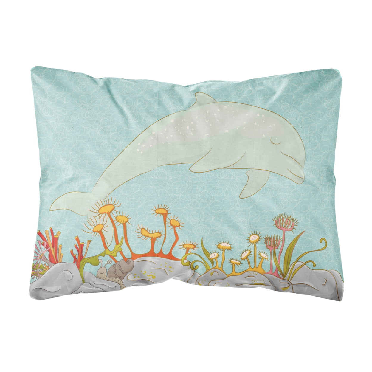 Dolphin Underwater Scene Canvas Fabric Decorative Pillow - Multi-Colored - 12 L x 3 W x 16 H in.
