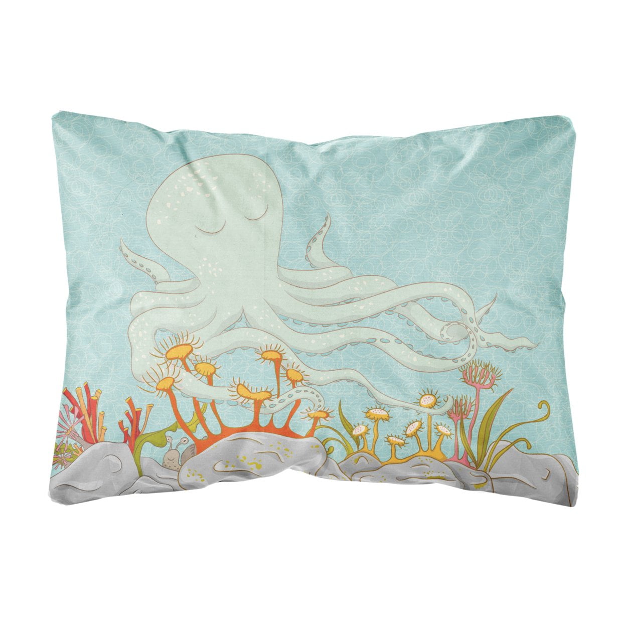 Octopus Underwater Scene Canvas Fabric Decorative Pillow - Multi-Colored - 12 L x 3 W x 16 H in.