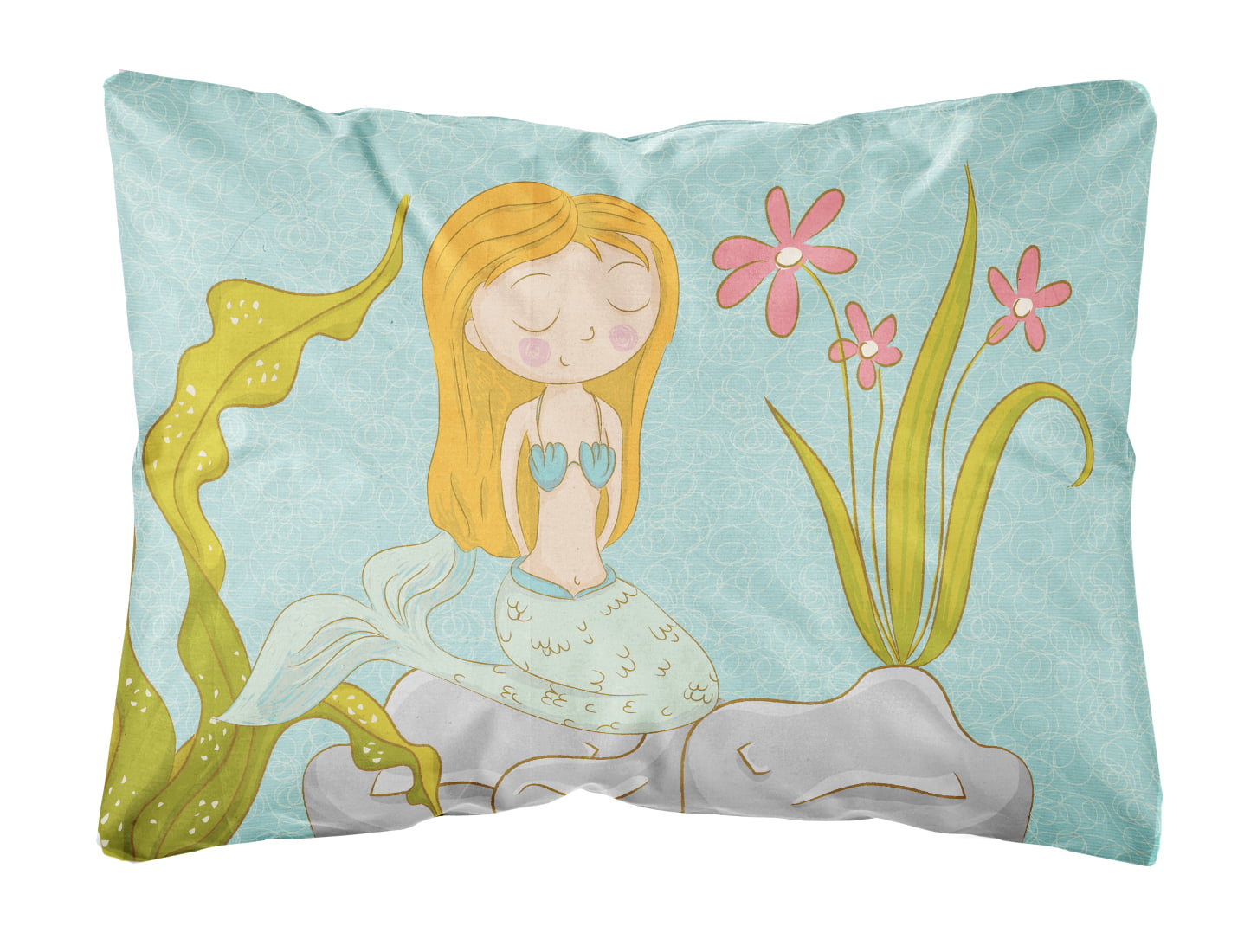 Mermaid Underwater Scene Canvas Fabric Decorative Pillow - Multi-Colored