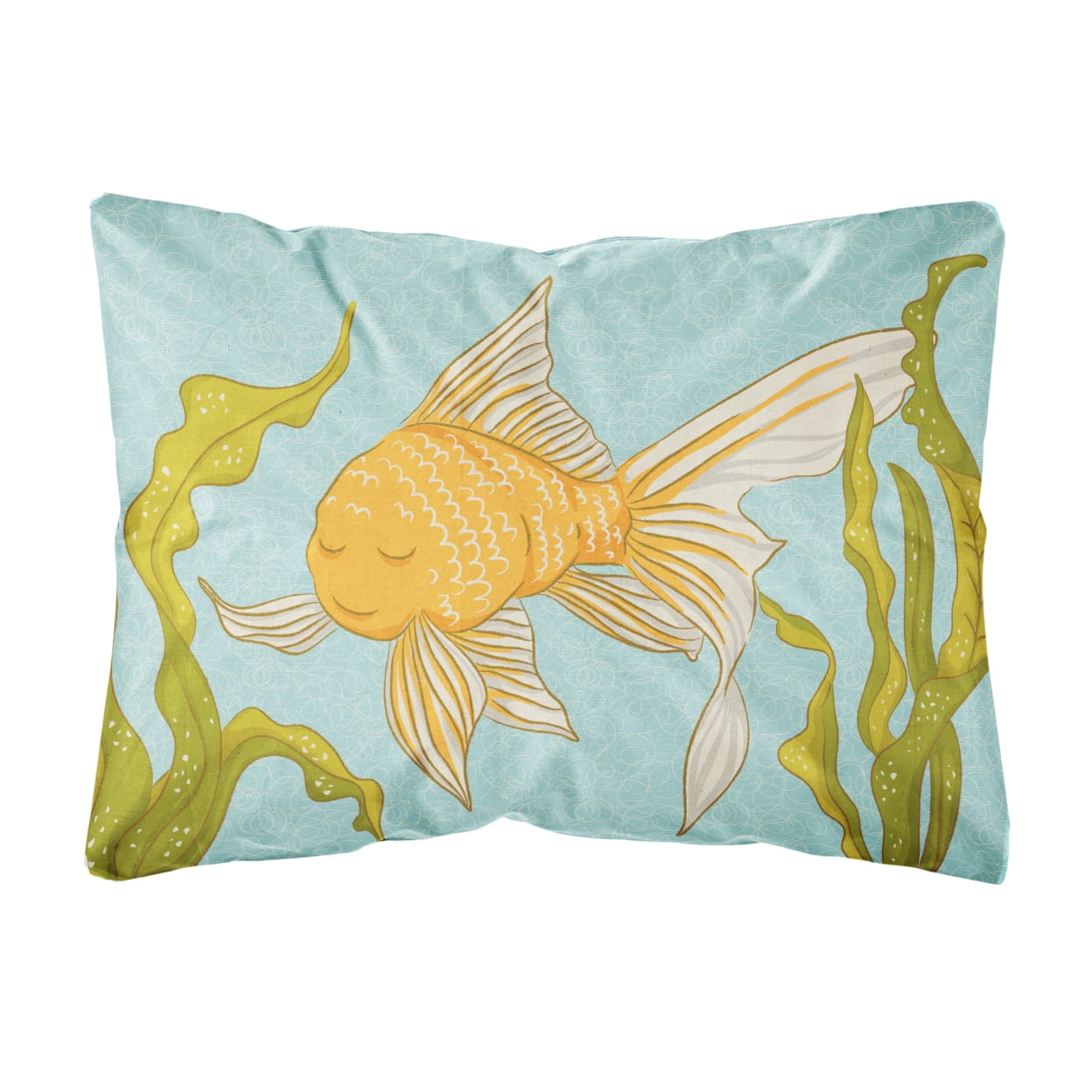 Gold Fish Canvas Fabric Decorative Pillow - Multi-Colored