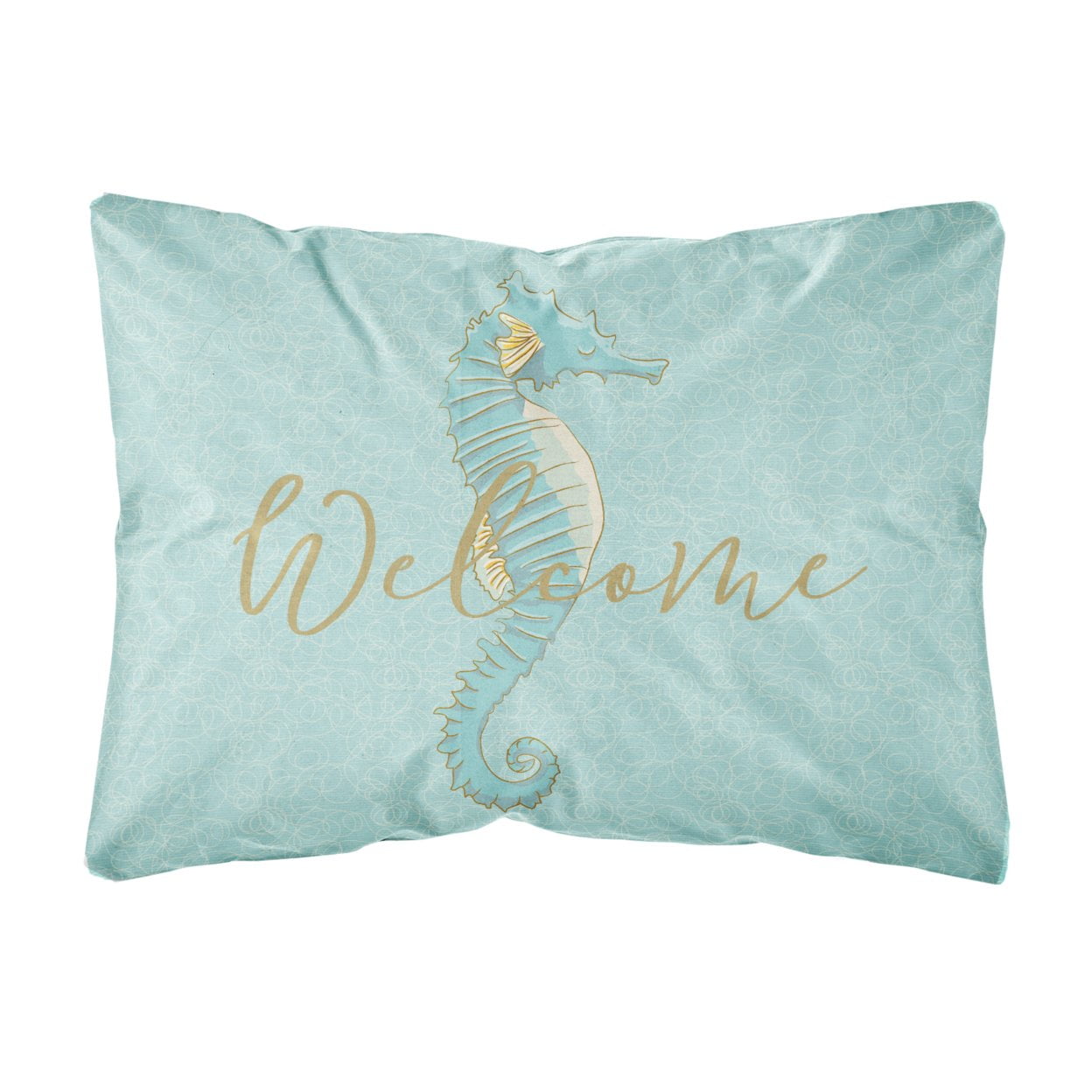 BB8547PW1216 Seahorse Welcome Canvas Fabric Decorative Pillow