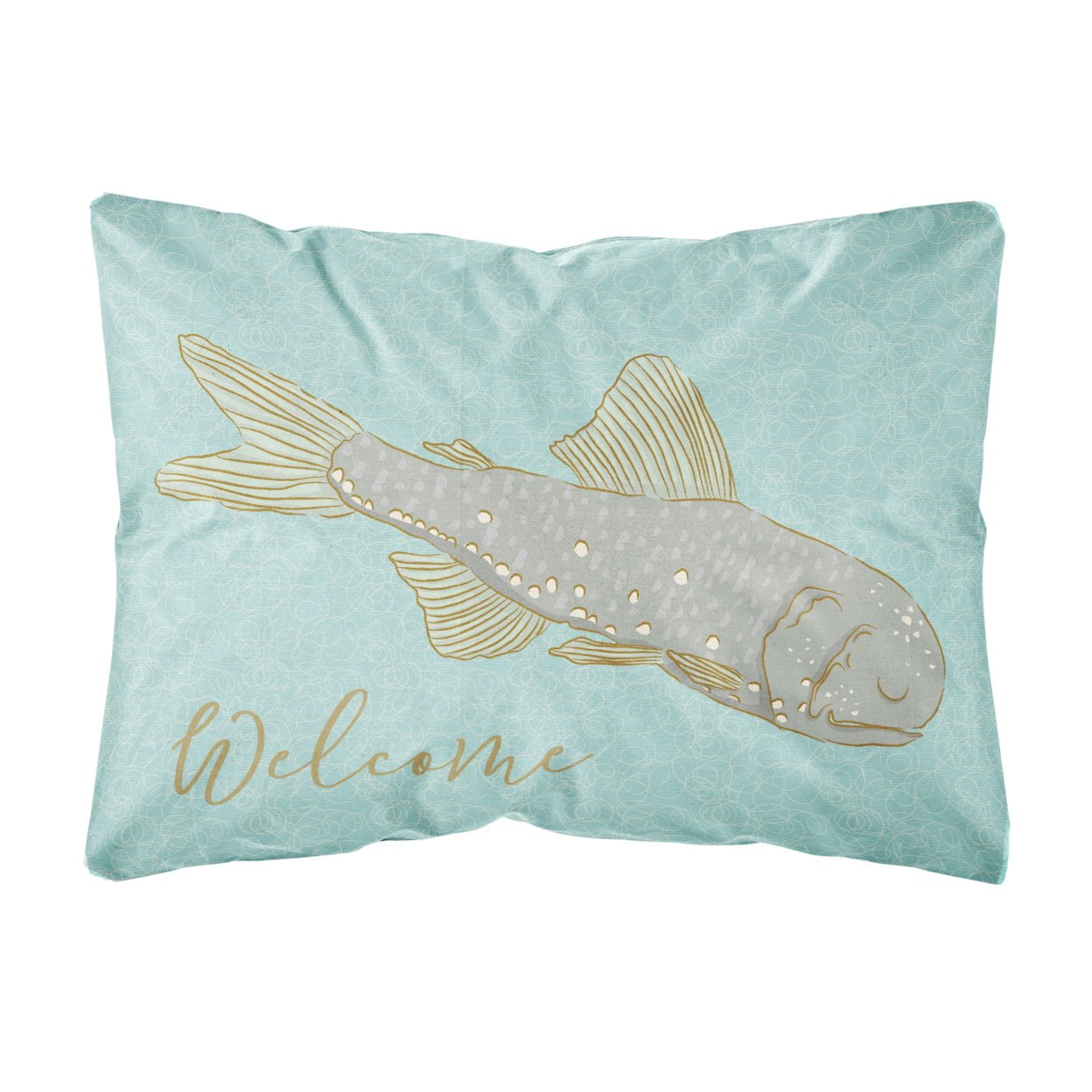 Fish Welcome Canvas Fabric Decorative Pillow - Multi-Colored