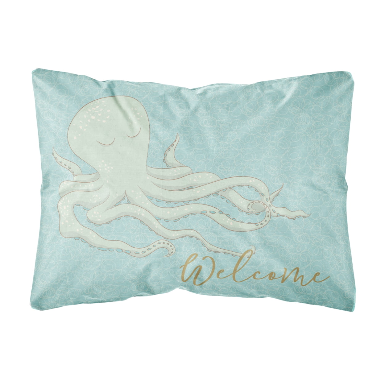 BB8553PW1216 Octopus Welcome Canvas Fabric Decorative Pillow