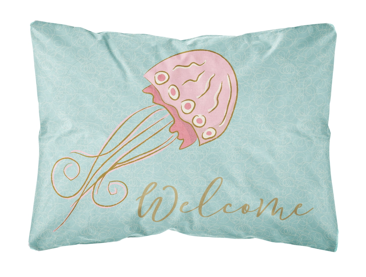 BB8555PW1216 Jelly Fish Welcome Canvas Fabric Decorative Pillow