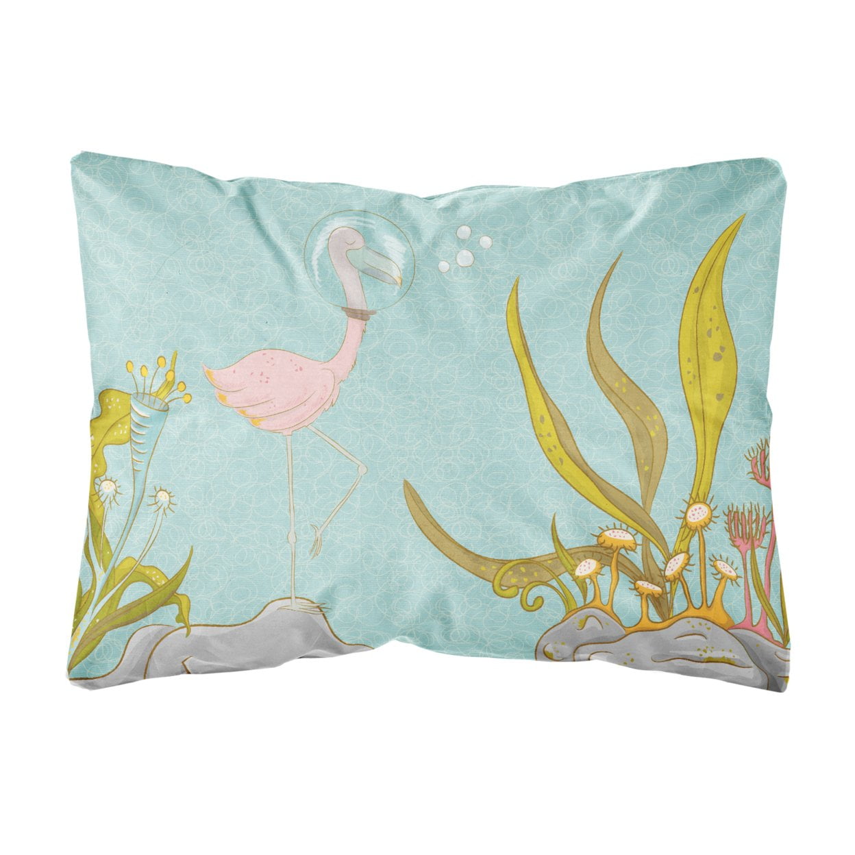 Flamingo Underwater Canvas Fabric Decorative Pillow - Multi-Colored