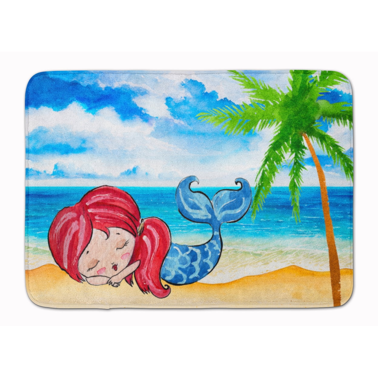 BB8513RUG Mermaid on the Beach Machine Washable Memory Foam Mat