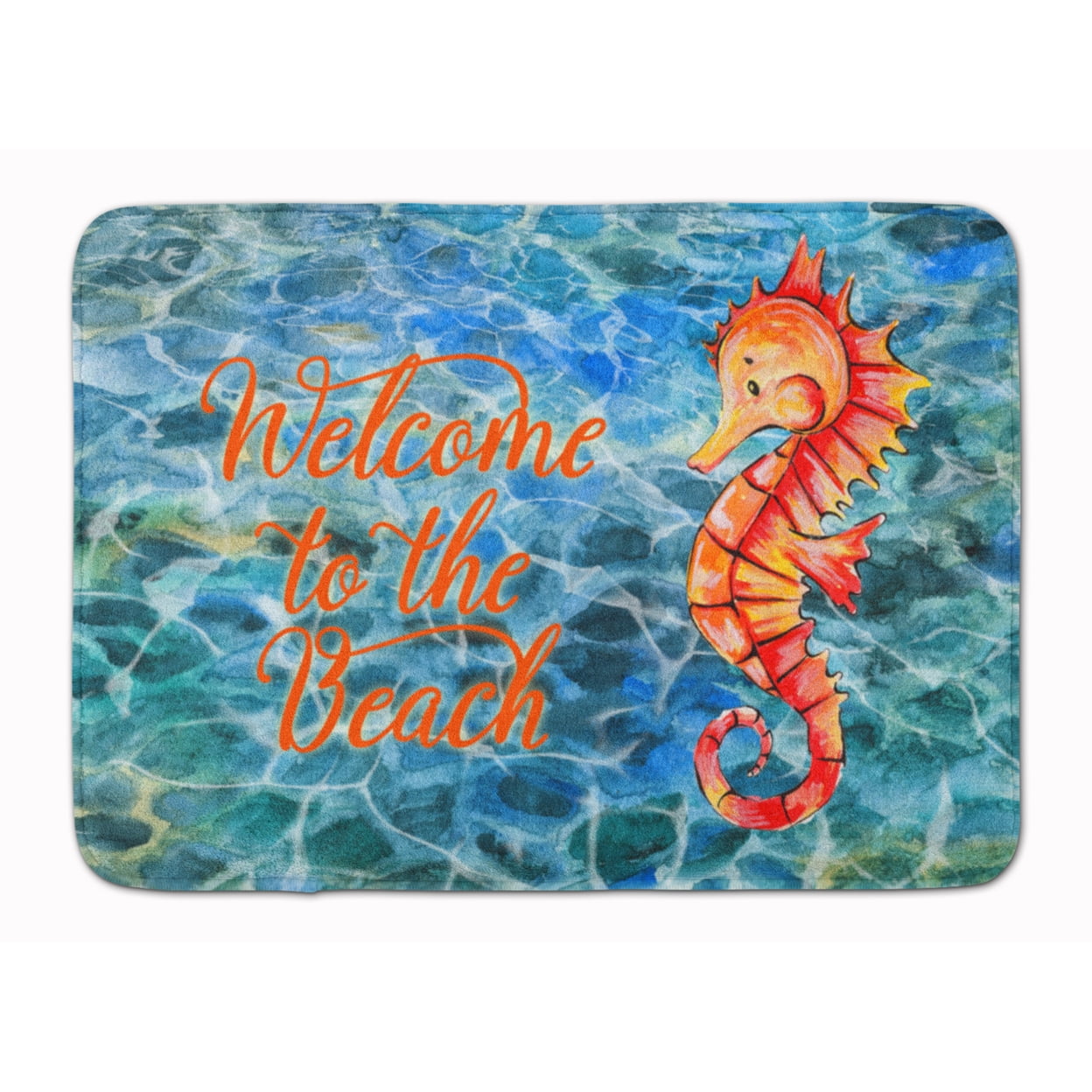 Seahorse Welcome Machine Washable Memory Foam Mat - Multi-Colored