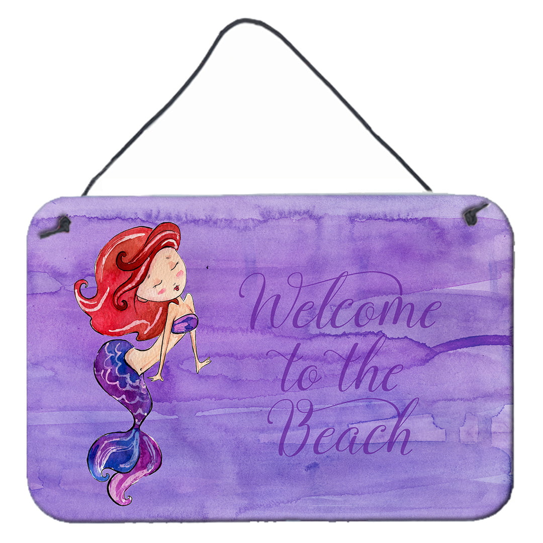 BB8514DS812 Mermaid Welcome Purple Wall Or Door Hanging Prints