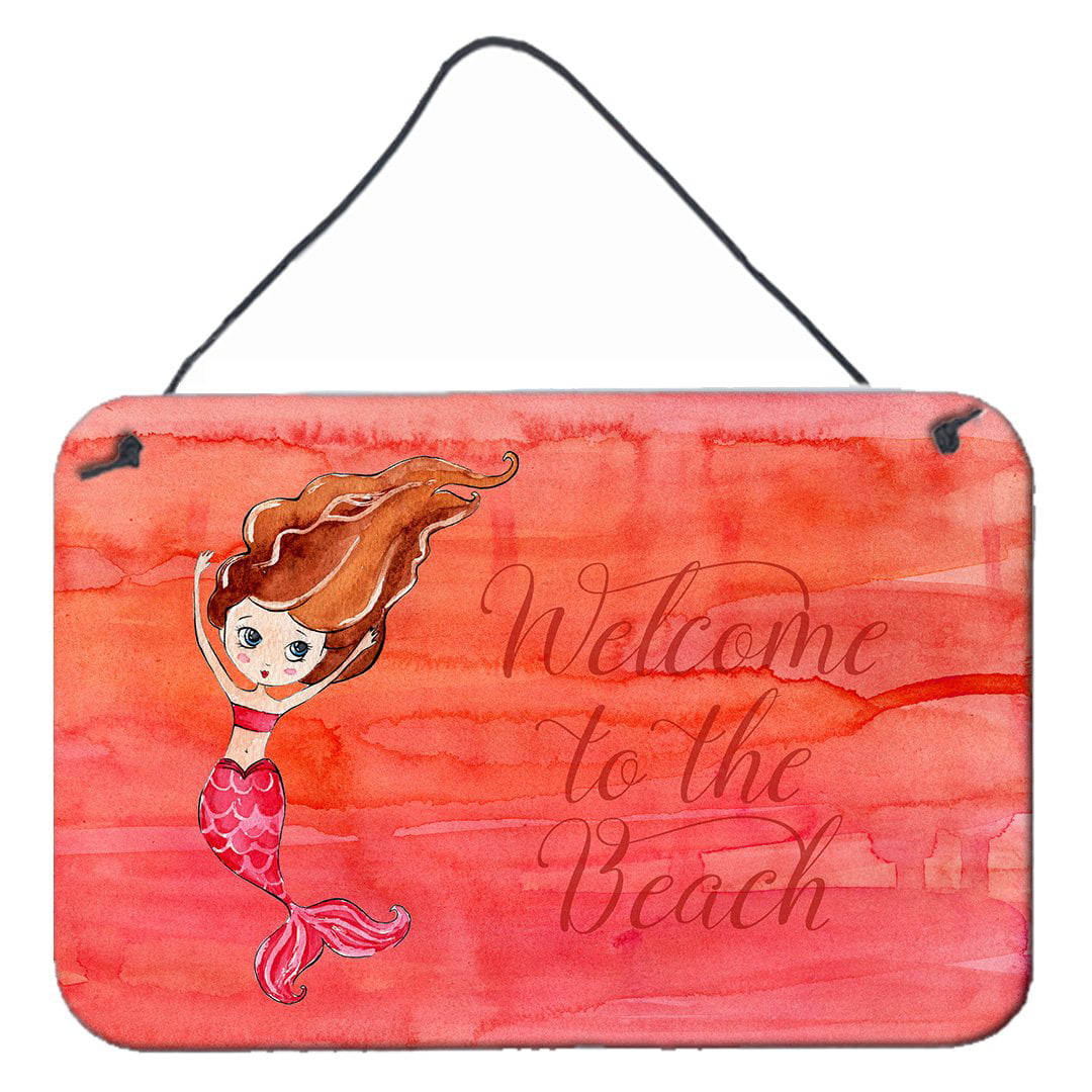 Picture of Carolines Treasures BB8516DS812 Mermaid Welcome Red Wall Or Door Hanging Prints