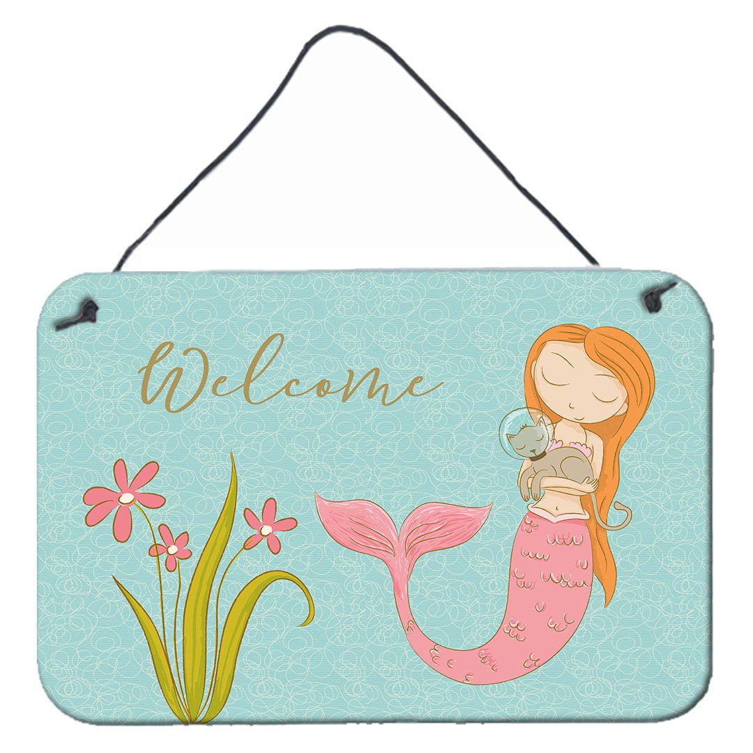 BB8548DS812 Mermaid With Cat Welcome Wall Or Door Hanging Prints