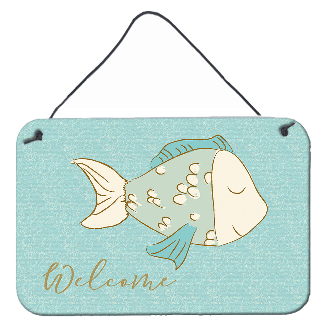 BB8549DS812 Blue Fish Welcome Wall Or Door Hanging Prints
