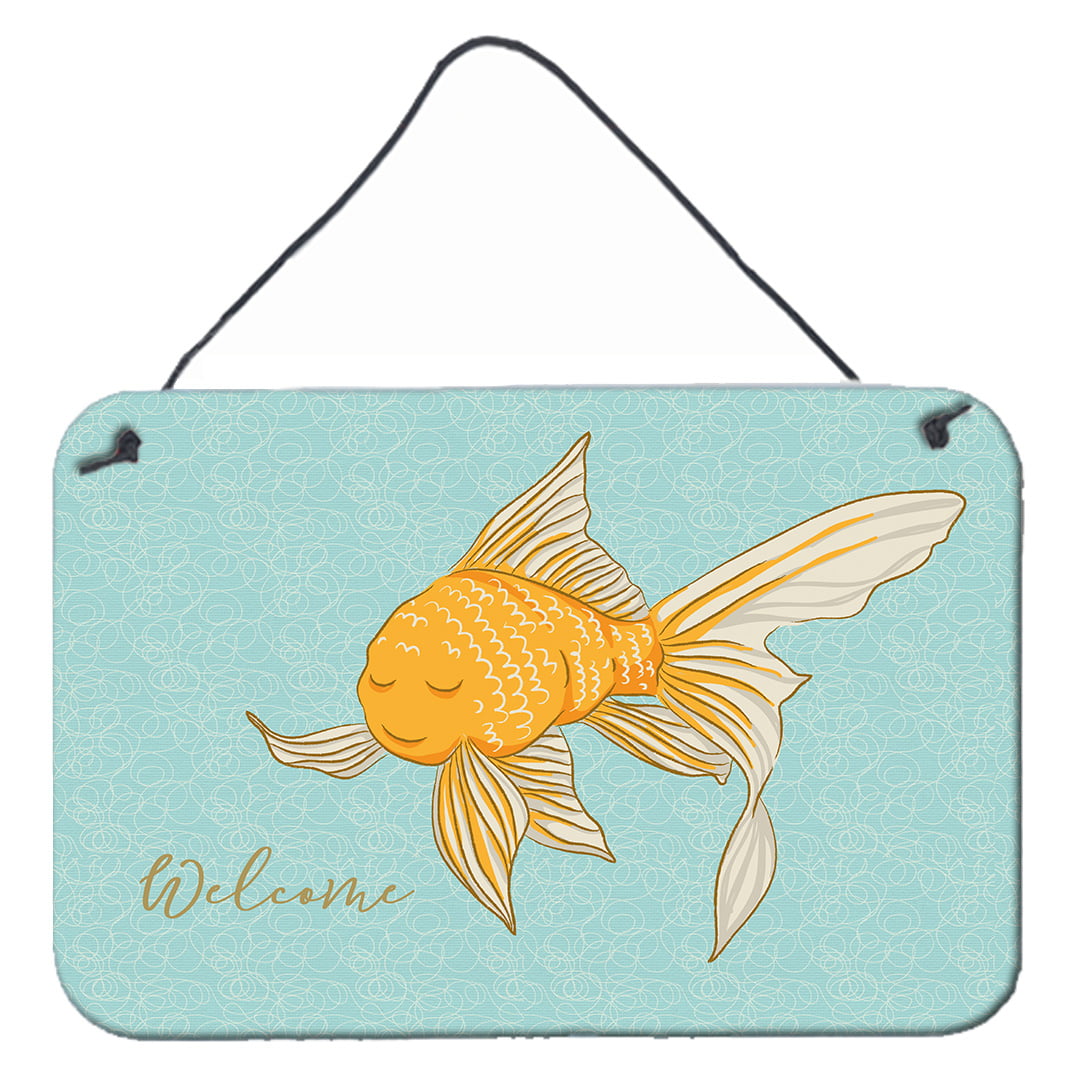 Gold Fish Welcome Wall Or Door Hanging Prints - Multi Colored - 8 x 12 in.