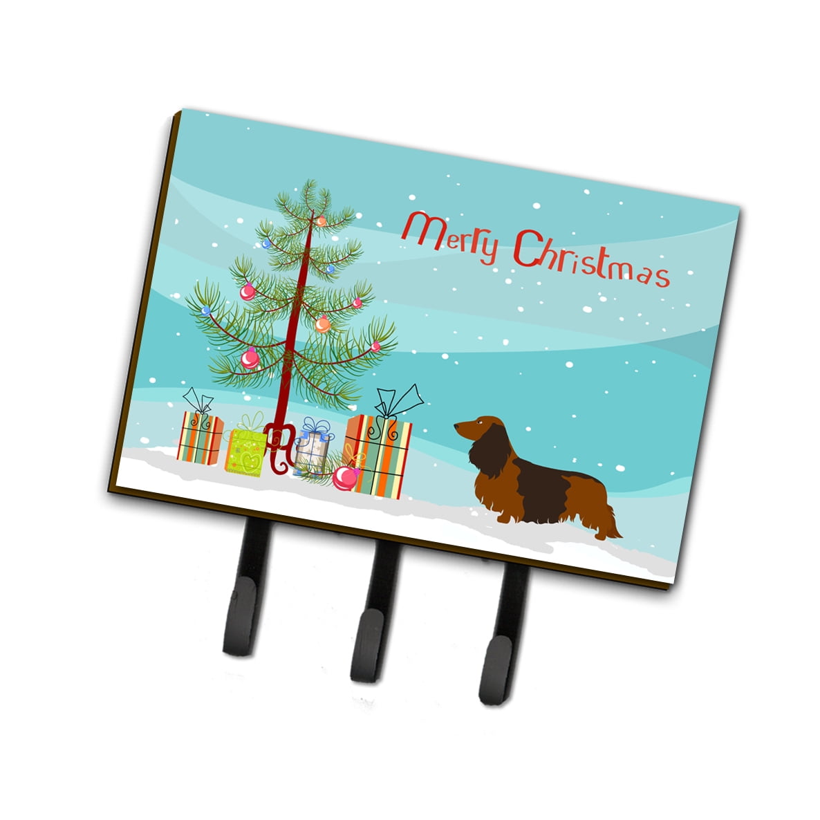 BB8449TH68 Longhaired Dachshund Christmas Leash Or Key Holder