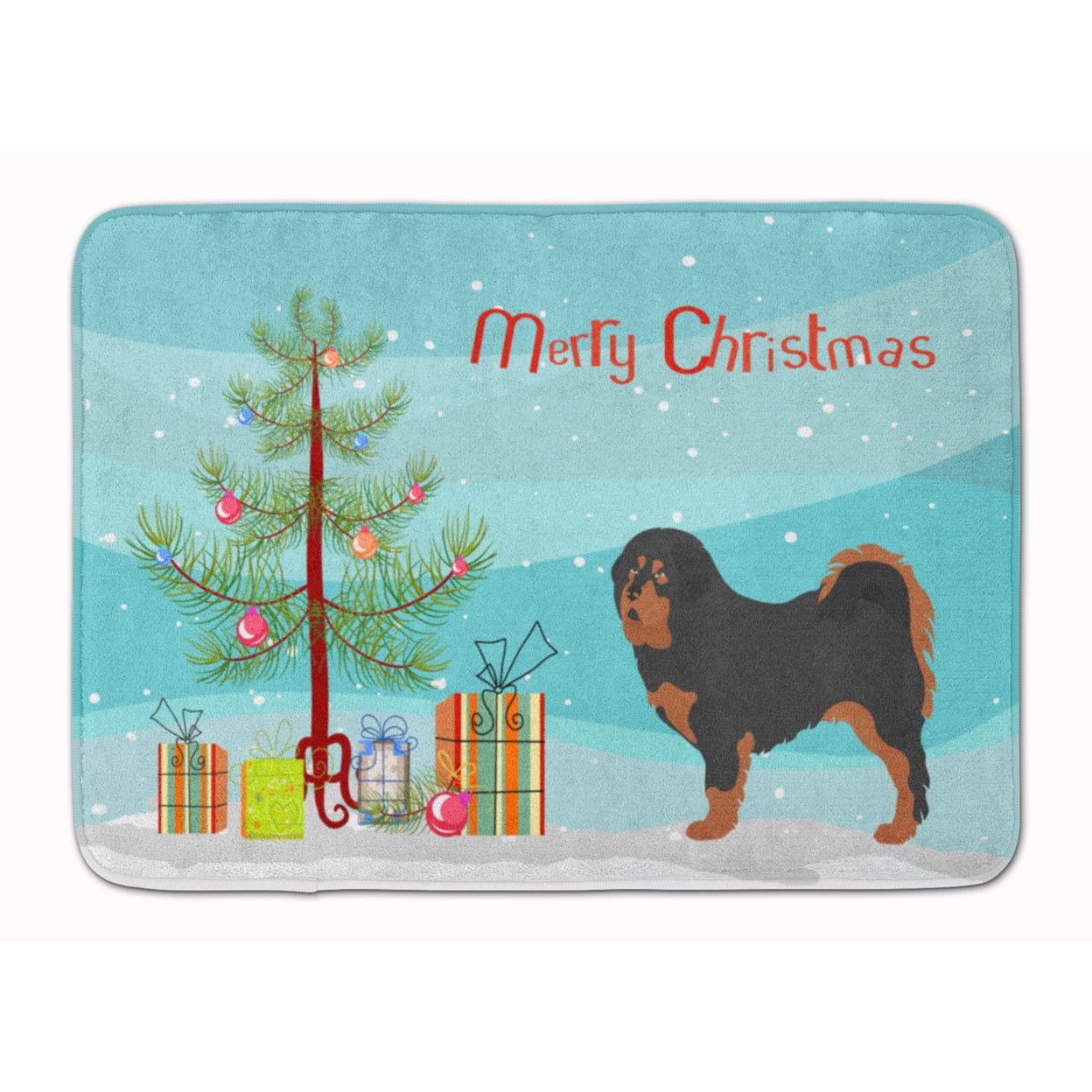 BB8488RUG Tibetan Mastiff Christmas Machine Washable Memory Foam Mat