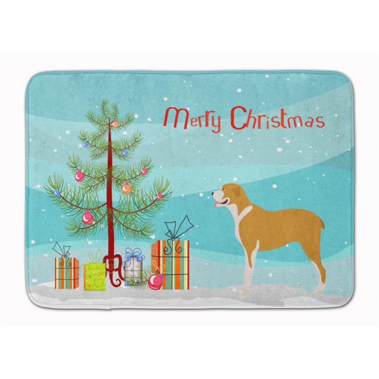 BB8489RUG Belgium Mastiff Christmas Machine Washable Memory Foam Mat