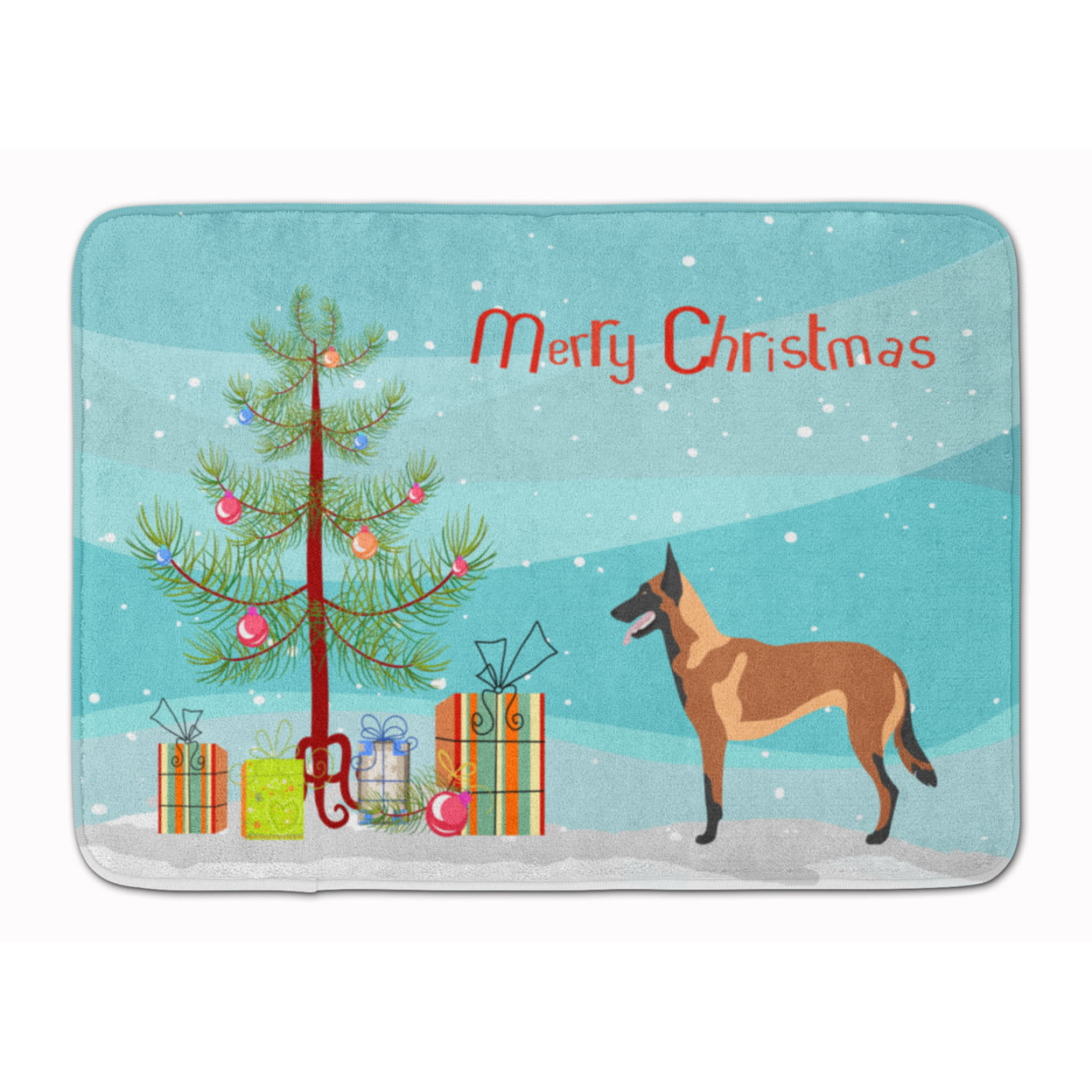 BB8494RUG Malinois Belgian Shepherd Christmas Machine Washable Memory Foam Mat