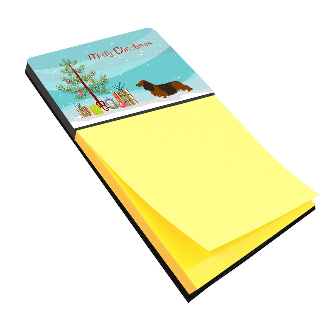 BB8449SN Longhaired Dachshund Christmas Sticky Note Holder