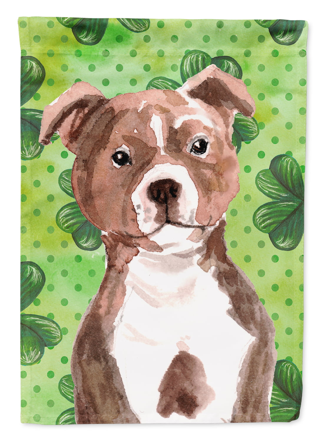 Red Staffie Bull Terrier Saint Patricks Flag Canvas - House Size