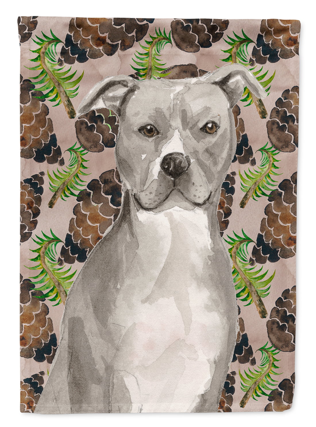 Staffordshire Bull Terrier Pine Cones Flag Canvas - House Size