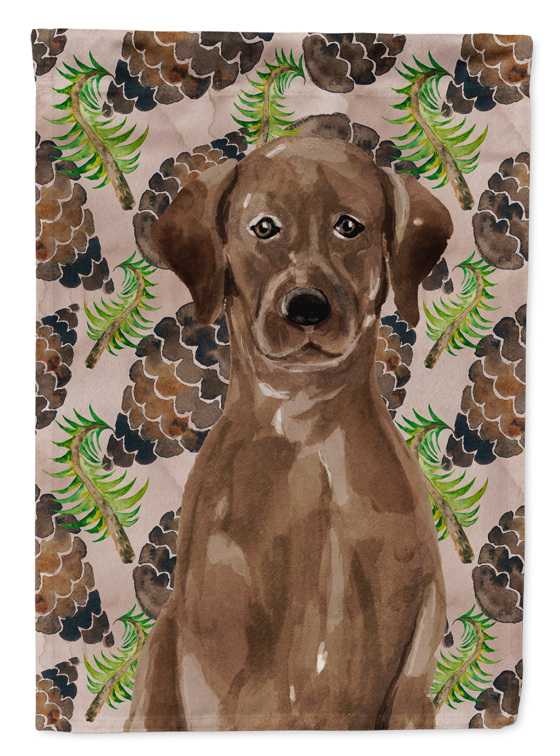 Chocolate Labrador Pine Cones Flag Canvas - House Size