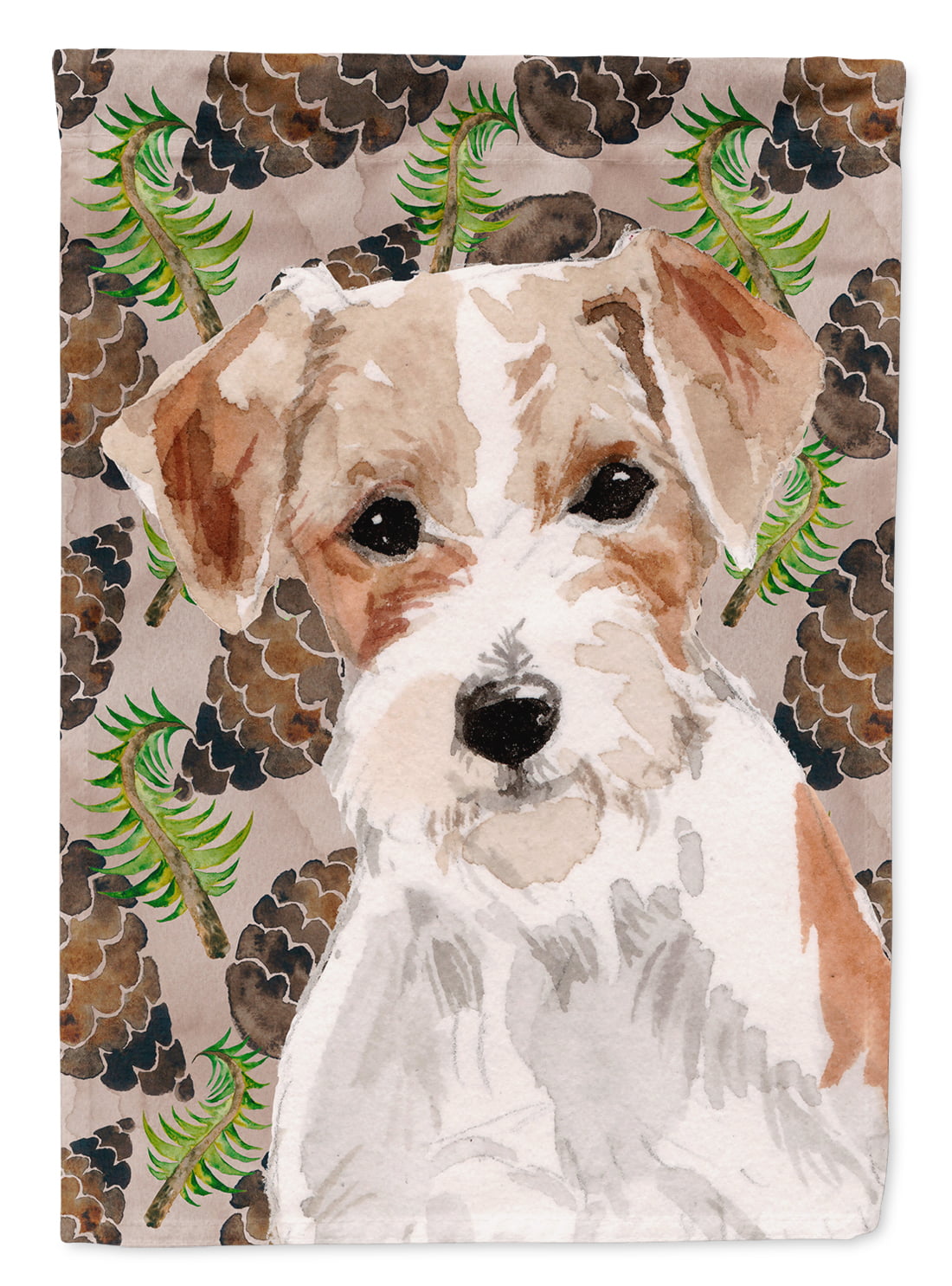 Wire Hair Jack Russell Pine Cones Flag Canvas - House Size