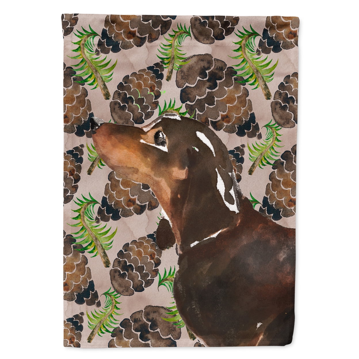 Black and Tan Dachshund Pine Cones Flag Canvas - House Size