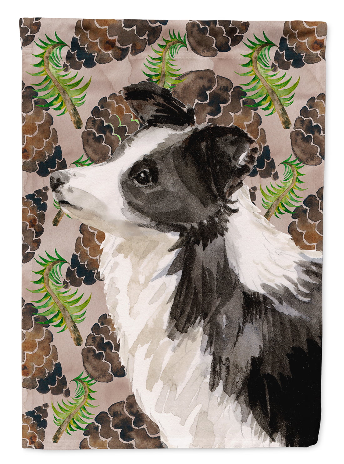 Border Collie Pine Cones Flag Canvas - House Size