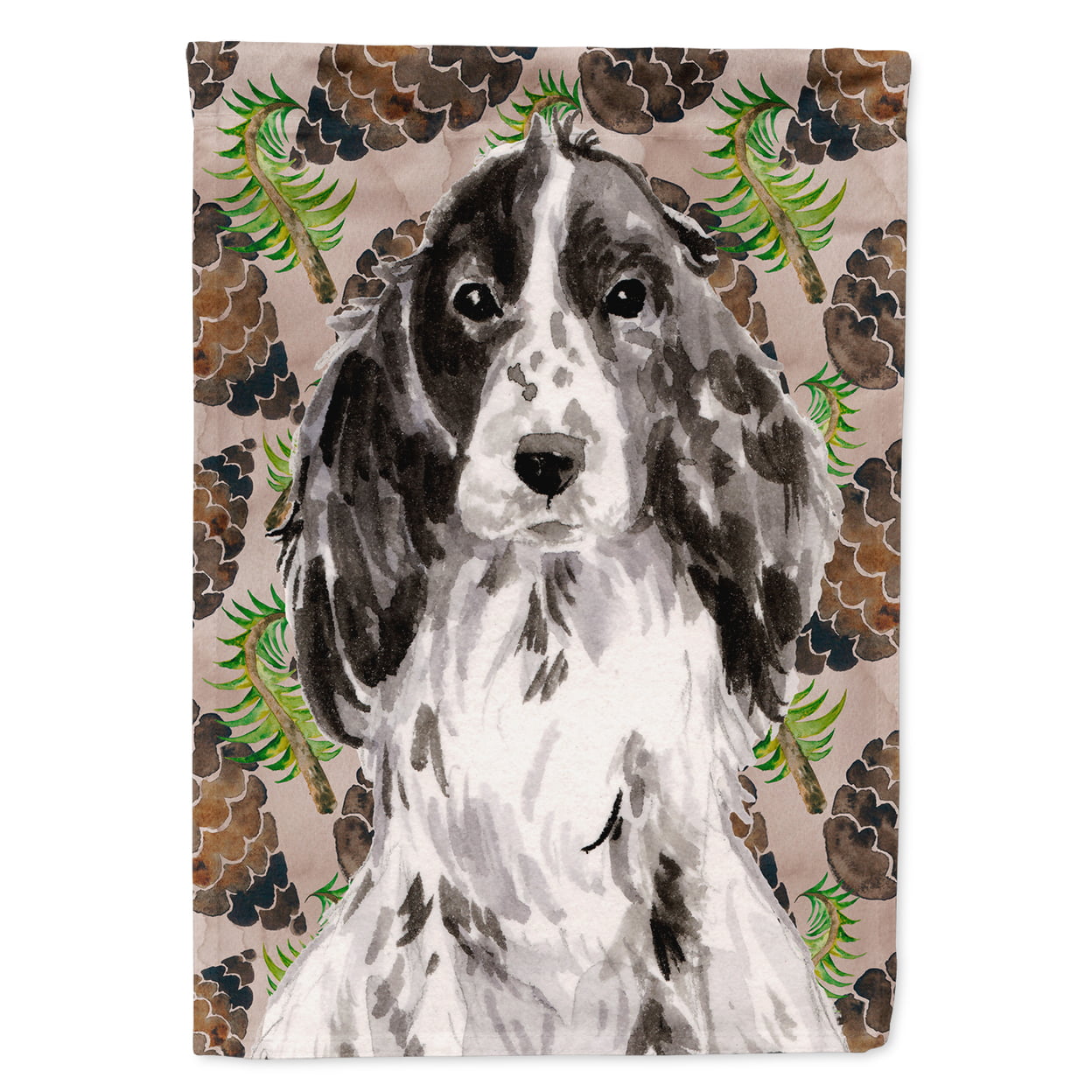 Black Parti Pine Cones Flag Canvas - House Size