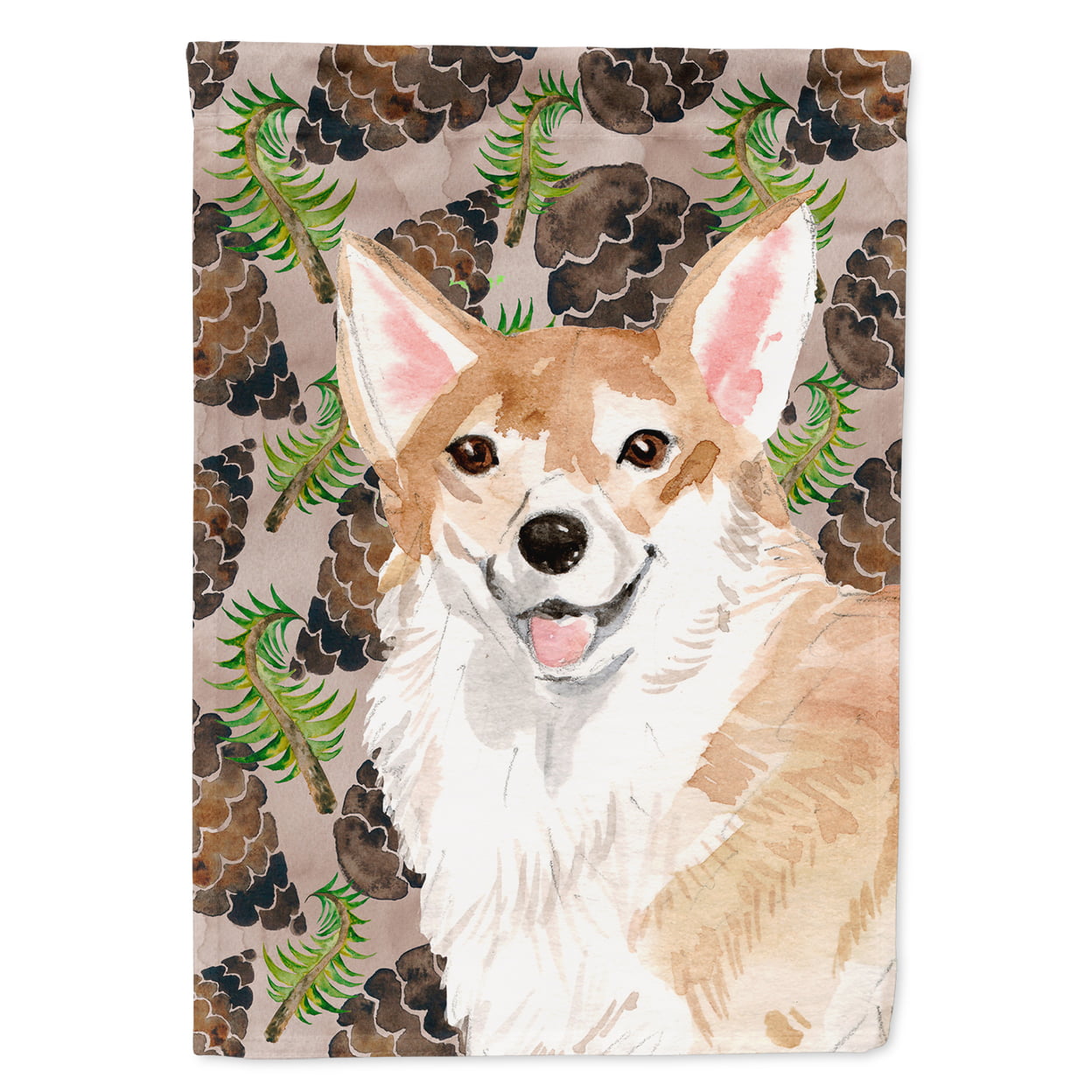 BB9589CHF Corgi Pine Cones Flag Canvas - House Size