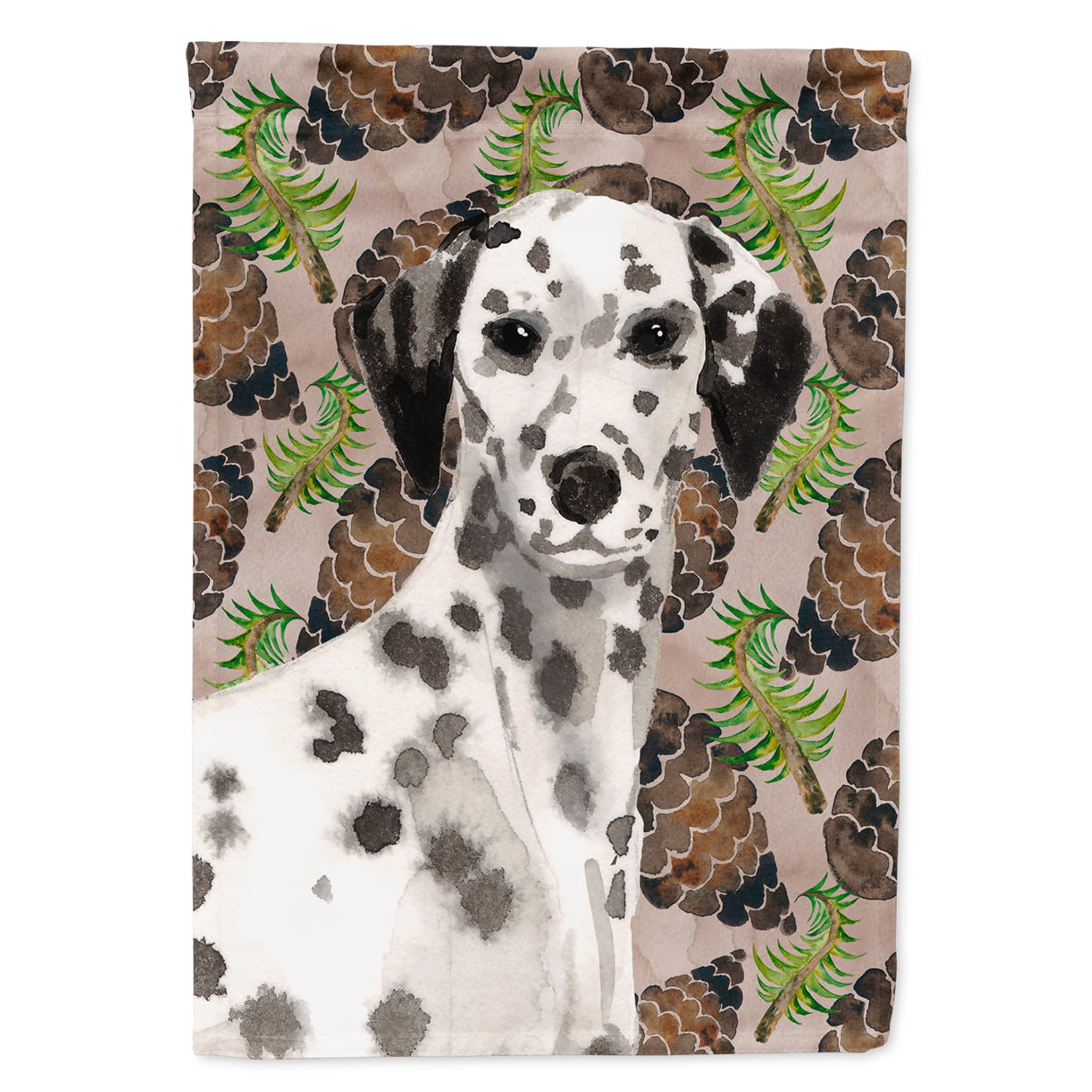 BB9590CHF Dalmatian Pine Cones Flag Canvas - House Size