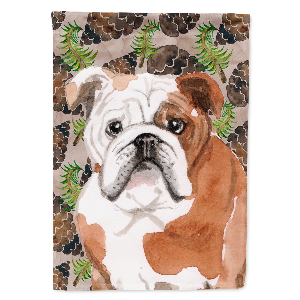 English Bulldog Pine Cones Flag Canvas - House Size