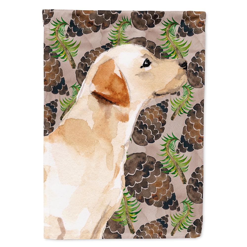 Yellow Labrador No 2 Pine Cones Flag Canvas - House Size