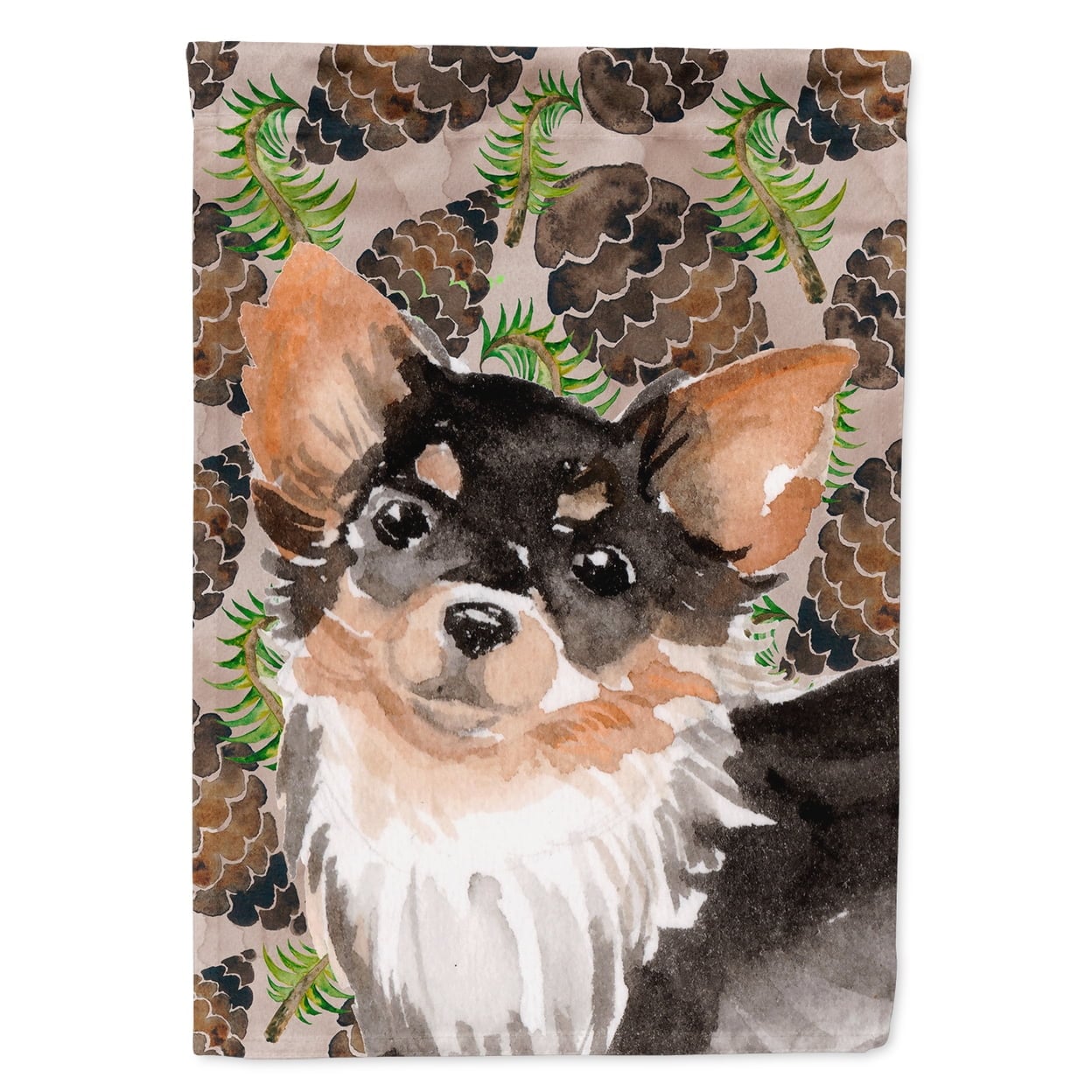 Long Haired Chihuahua Pine Cones Flag Canvas - House Size