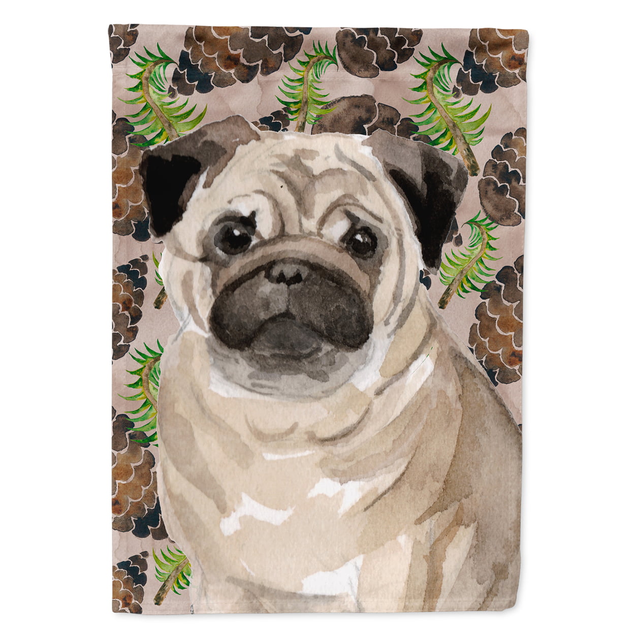 Fawn Pug Pine Cones Flag Canvas - House Size