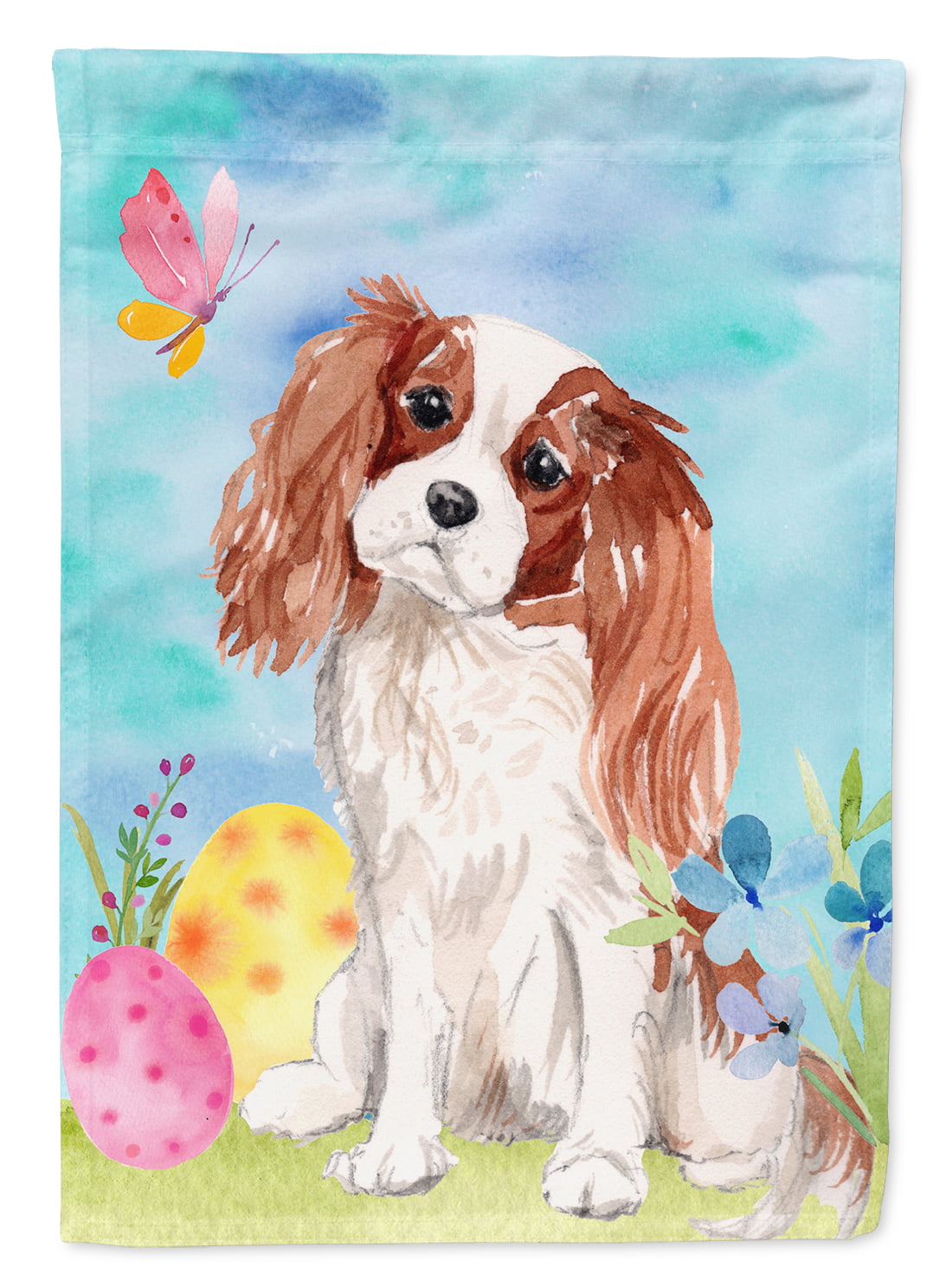 BB9603CHF Blenheim Cavalier Spaniel Easter Flag Canvas - House Size