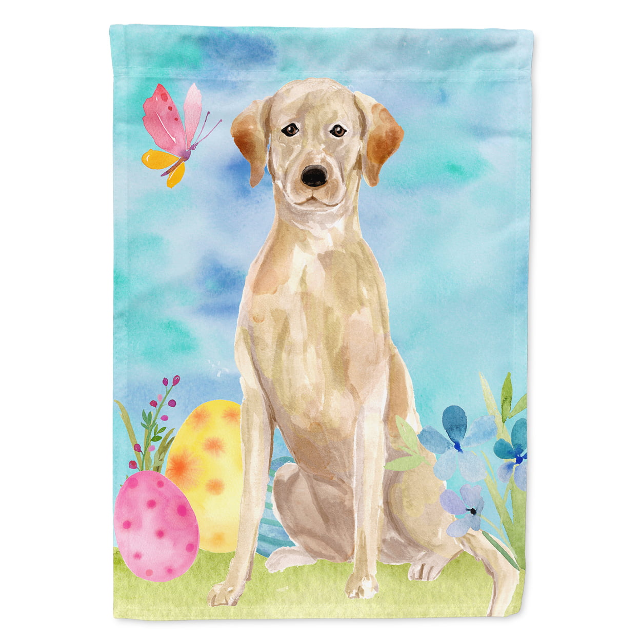 BB9611CHF Yellow Labrador Easter Flag Canvas - House Size